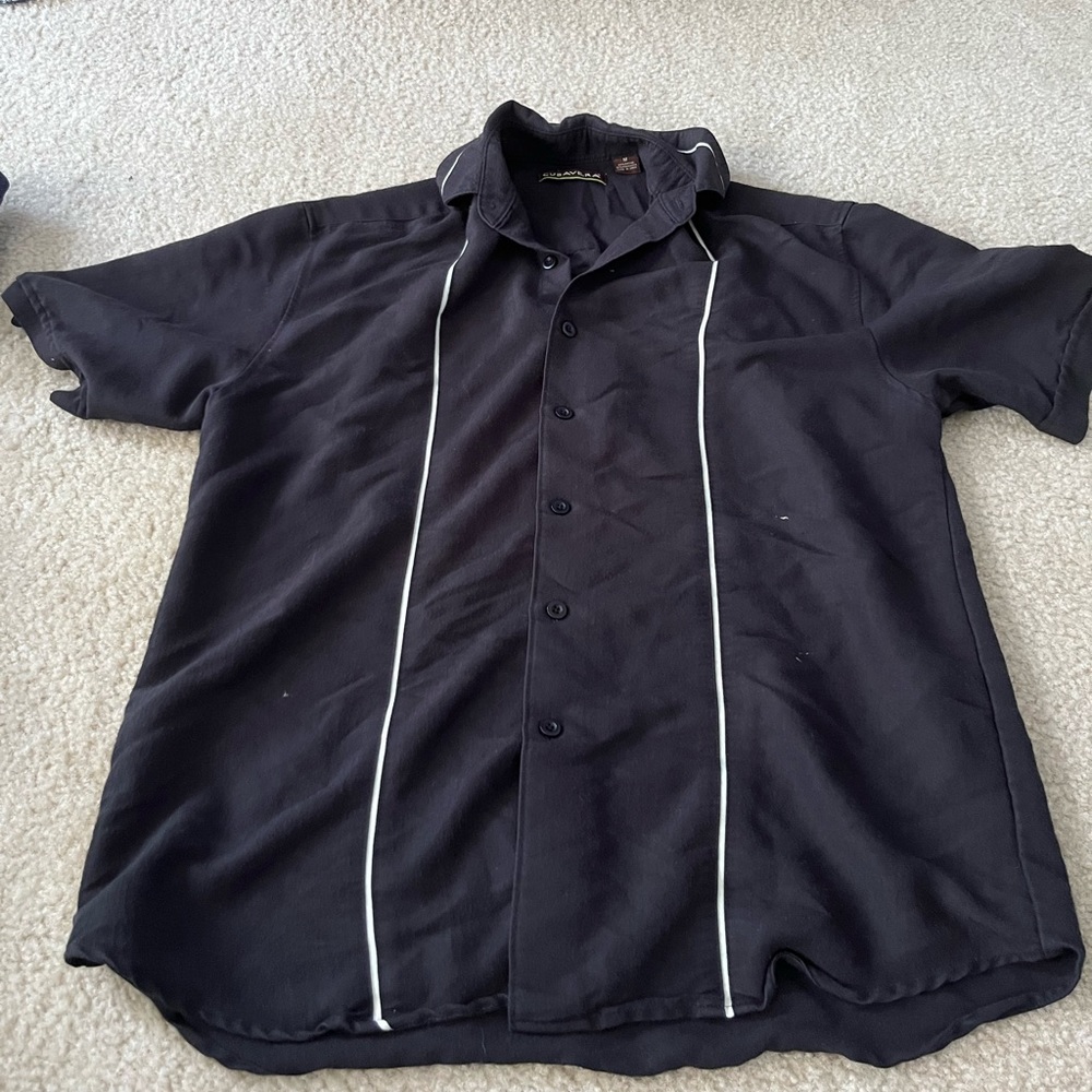 Black Button-up with white stripes